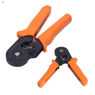 Adjusting Ratcheting Square Ferrule Wire Cable Crimper Plier Crimping Crimp Tool AWG23-10 Orange