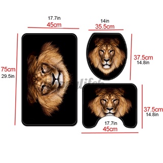 ON SALE Animal Lion Modern Bathroom Shower Curtain & 3PCS Mat Set Toilet Cover 180*180CM (4)
