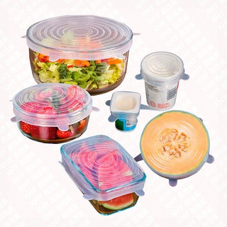 6 unids/set reutilizable fresh keep wrap silicona tapa-bowl pan alimentos cubierta de cocina