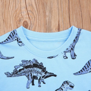 Mmb-Camiseta de verano para niños pequeños, diseño creativo de dinosaurios de manga corta cuello redondo Top niños Casual (4)