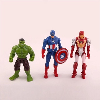 Fishstick 6 unids/Set superhéroes figuras de juguete Thor capitán américa Marvel vengadores figura colección modelo 9CM figura de acción coleccionable figuritas móviles tarta decoración Ironman Hulk (2)