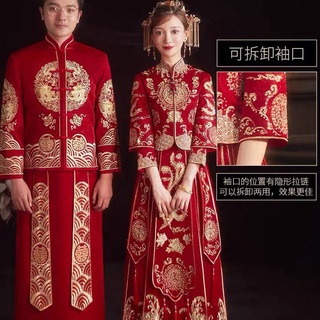 Mostrar ropa 2021 novia boda chino vestido de novia delgado vestido de novia
