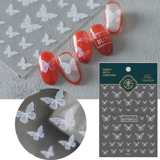 geanmiu - adhesivo universal compacto para manicura, diseño de mariposa blanca, diseño de uñas
