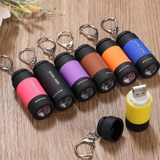 【Juro】1Pc Mini Keychain Bag Torch USB Rechargeable LED Light Flashlight Lamp Waterproof【Smile】