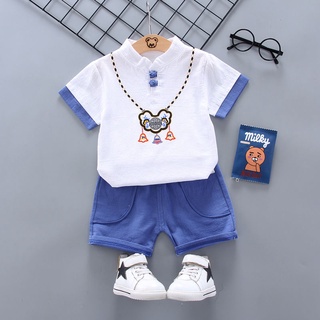Conjunto de ropa de bebé niño ropa de niños niños camisa de manga corta + pantalones cortos ropa de hogar ropa de 2 piezas conjunto para 0-4 años