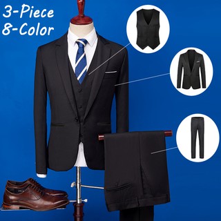 conjunto de 3 piezas de los hombres traje de negocios formal slim fit hombres trajes de boda - blazer+chaleco+ pantalón