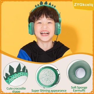 dinosaurio niños auriculares estéreo con micrófono límite de volumen para niños niños