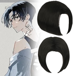 anime tokyo revengers sano manjiro cosplay peluca mikey negro corto resistente al calor pelo sintético cosplay pelucas (1)