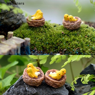 leesisters mini nido con pájaros hadas jardín miniaturas gnomos musgo terrarios resina artesanía figuritas para decoración del hogar accesorios cl