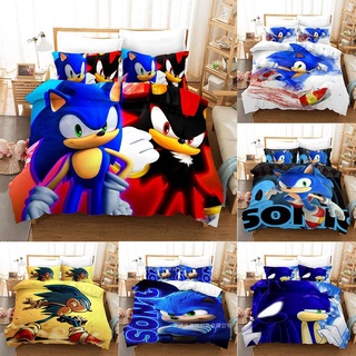 Nuevo Sonic The Hedgehog Edredón Juego De Sábanas De Un Solo Tamaño Funda De Childe Hogar Dormitorio Cómodo Transpirable Lavable Pi