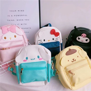 [listo stock]mujeres hello kitty sling bag lindo coreano banano bag cinnamoroll kuromi sanrio 2 vías bolso de hombro marca bolsas mini mochila multifunción pu bagpack para niño (3)