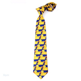 Stym hombres mujeres divertido pato amarillo impreso corbata imitación seda Cosplay fiesta de negocios traje lazos ropa de cuello mostrar accesorios de boda (1)