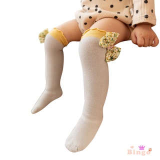 Wz-calcetines transpirables de rodilla para niñas/primavera/otoño/invierno/estilo dulce/decoración de arco/medias Stringy Selvedge