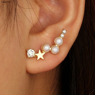 aretes simples irregulares con estrella de cinco puntas perla diamante