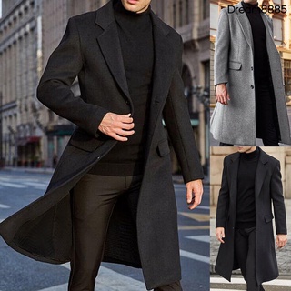 [DM MJkt] Winter Men Long Sleeve Buttons Jacket Overcoat Mid-length Trench Coat Jacket
