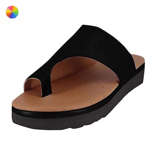 Yue sandalias de mujer zapatillas de dedo del pie grande Hallux Valgus tratamiento de dedo del pie abierto zapatillas planas de verano al aire libre zapatos de playa antideslizantes zapatillas