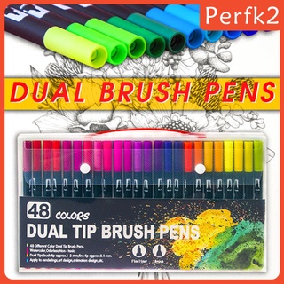 [PERFK2] 48 colores de doble punta pincel bolígrafos boceto marcadores para pintura DIY papelería