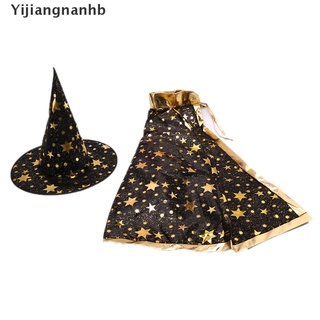 yijiangnanhb 2 unids/set niños disfraz de halloween bruja capa y sombrero cosplay prop caliente (4)