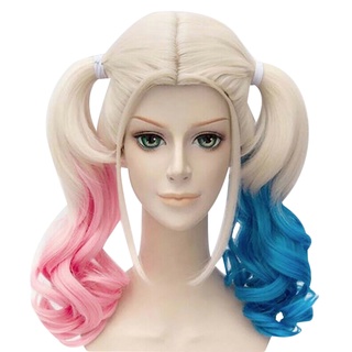 [pelo] peluca larga/peluche/escuadra de suicidio quinn cosplay mujeres rosa/azul degradado/rizado