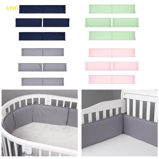 King 4 unids/set cama de bebé Color sólido algodón cuna bebé parachoques tira Anti-caída barrera