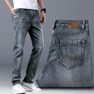 Jeans masculino delgado recto Jeans hombres suelto alto elástico