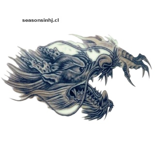 (lucky) tatuaje temporal grande 3d cabeza de dragón impermeable extraíble brazo pierna pegatina cuerpo [seasonsinhj]