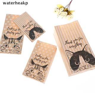 (waterheakp) 10 bolsas de papel kraft de regalo de galletas de caramelo bolsas de papel de regalo de embalaje gato patrón en venta