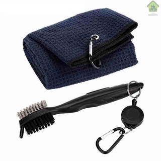 New Microfiber Golf Towel Durable Golf Brush Tool Kit with Carabiner Clip Waffle Pattern Design Convenient Golf Cleaning