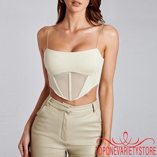 Topq-camisola de mujer con perspectiva malla costuras estilo Sexy Irregular sastre ropa de verano