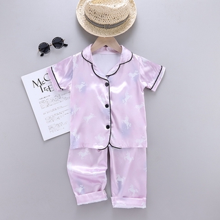 Perfecto pijamas ropa de dormir niño bebé algodón verano dibujos animados ropa de dormir de manga corta blusa Tops +pantalones de sueño 2Pcs