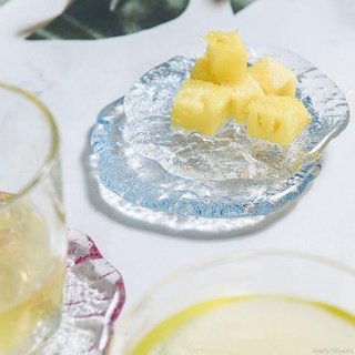 Plato plano de cristal creativo pequeño plato hogar postre plato de fruta