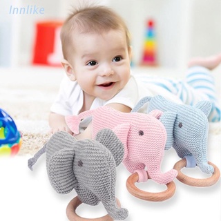 Inn bebé de madera mordedor juguete DIY ganchillo Animal elefante sonajero enfermería chupete juguetes