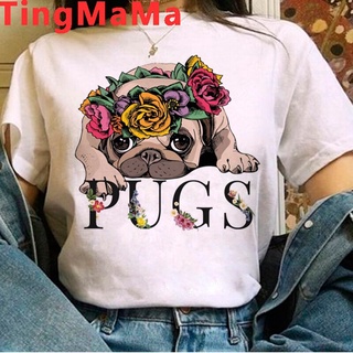 Kawaii Pug camiseta de las mujeres divertido Pug mamá gráfico camisetas lindo Anime Pugs perro Streetwear camiseta Unisex Ullzang Top camiseta mujer