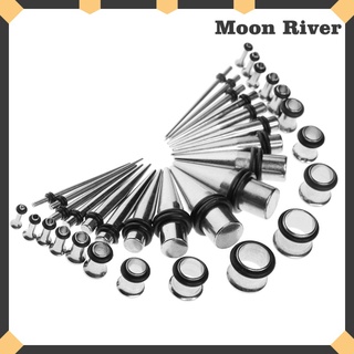 [Moon River] 36 piezas de Metal tapón de oreja cónico Kit medidores expansor