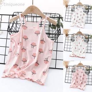UNI Kids Toddler Girls Cotton Tank Top Cute Cherry/ Strawberry Soft Undershirts Sleeveless Cotton Camisole Tanks Undershirts