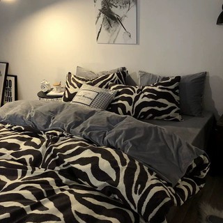 Red rojo patrón de cebra funda nórdica lavado de algodón 4in1 negro y blanco simple cama doble dormitorio cama queen