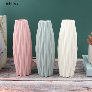 ishifoy florero de flores decoración del hogar jarrón de plástico blanco imitación cerámica maceta cl