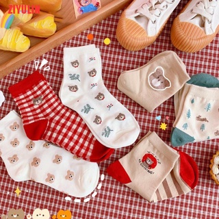 ziyulin 1 par de calcetines de algodón transpirables para otoño/invierno/oso de dibujos animados