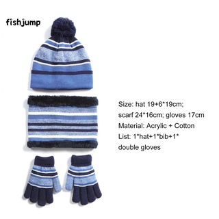 [fishjump] unisex niños sombrero bufanda guantes espesar elástico niños tejer sombrero bufanda guantes espesar para uso diario (4)