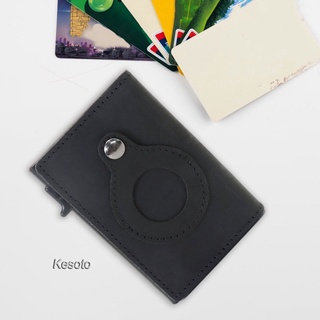 [KESOTO] Cartera de cuero Retro delgada Anti-pérdida de efectivo tarjeta de bolsillo multifuncional