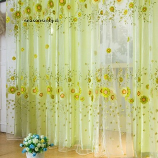 (lucky) 1 x habitación girasol patrón gasa ventana cortina cortina cortina cortina [seasonsinhj]