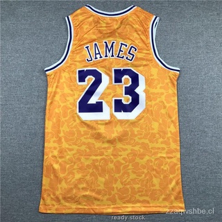 Camisetas De Baloncesto Los Angeles Lakers # 23 LeBron James jersey BAPE Amarillo