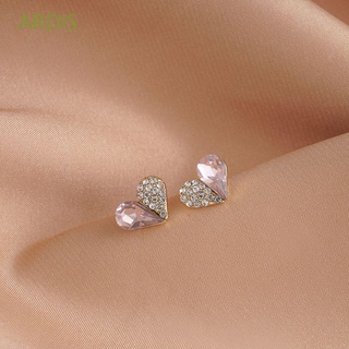 ARDIS Elegante Estilo Coreano Pendientes Exquisitos Mujer Orejas Rosa Corazón Mujeres Dulce Personalidad Hierba Aleación Simple Diamante/Multicolor