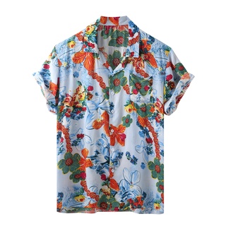 [ufas] camisa de manga corta con estampado casual floral talla grande para hombre (1)