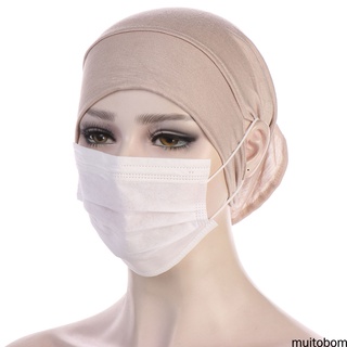 [En Stock] Sombrero Muslim Interior Hijab Jersey Bajo Turbante Con Agujero De Oreja Nuevo Algodón Debajo De La Elástica Bufanda Redonda Frontal (9)