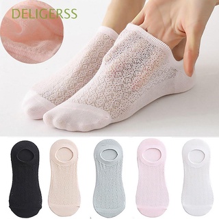 DELIGERSS 1/5 Pairs Breathable Boat Socks Ankle Socks Summer Women Short Socks Mesh Casual Invisible Cotton Comfortable Lace Flower