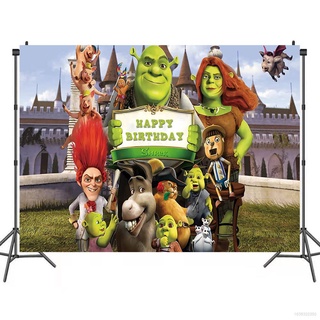 Shrek Tema De Fondo De Tela De Pared Fotografía Feliz Fiesta De Cumpleaños Necesidades Bandera Decoración Dormitorio Tapiz Colgante Del Hogar Celebrar