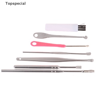 [topspecial] 7 unids/set de acero inoxidable pick curette cera earpick scoop removedor herramienta limpiador.