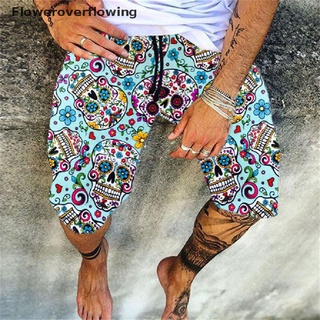 ffcl moda hombres pantalones cortos de playa casual elástico impreso bohemio hawaiian beach pantalones calientes