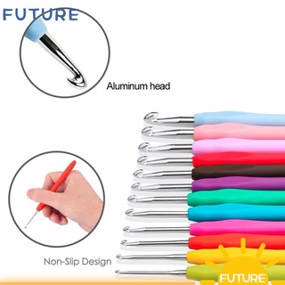 Future -10mm Multicolor agujas de tejer suave agarre tejido gancho ganchillo nuevo DIY artesanía herramientas ergonómicas mango aluminio